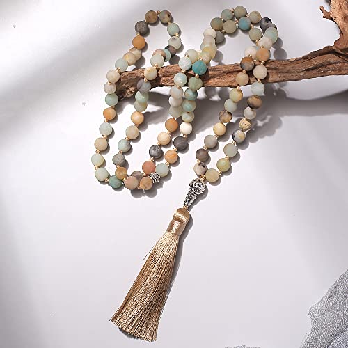 Hovaete Tasbih Prayer Beads Allah & Muhammad Islamic Prayer Rosary Muslim Islam Misbaha Tasbeeh Sibha 99 Prayer Beads Necklace 33 Prayer Beads Bracelet (8mm Amazonite 99 Beads)