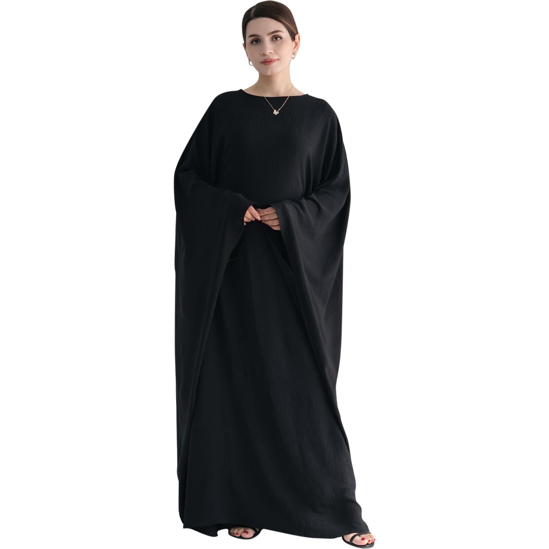 Women Muslim Abaya Dress 1Piece Bat Sleeve Islamic Maxi Robe Fashion Jilbab for Women Eid Kaftan Muslim Robe