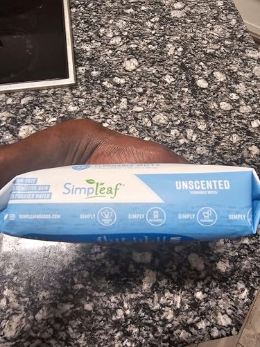 Simpleaf Flushable Wet Wipes Unscented | Plastic Free, Paraben & Alcohol Free | Hypoallergenic & Safe for Sensitive Skin | Soothing Aloe Formula | Adult Toilet Wipes (6 x 50 Counts Pack) 300 Counts