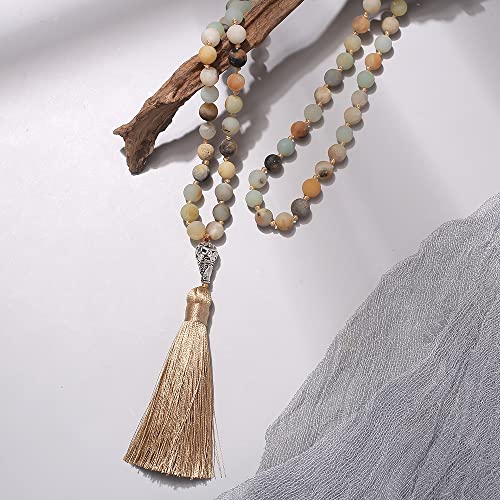 Hovaete Tasbih Prayer Beads Allah & Muhammad Islamic Prayer Rosary Muslim Islam Misbaha Tasbeeh Sibha 99 Prayer Beads Necklace 33 Prayer Beads Bracelet (8mm Amazonite 99 Beads)