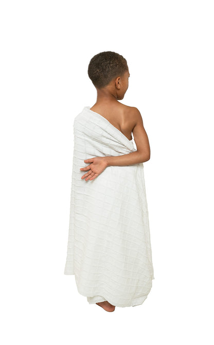 Ihram Towel for Boys - 2-Piece White Islamic Towel - Absorbent Ihram Ahram Ehram Towel - Sanitary Pilgrimage Towel, Ritual Towel - One Size Fits All Boys' Hajj Towels - Lightweight Umrah Essentials