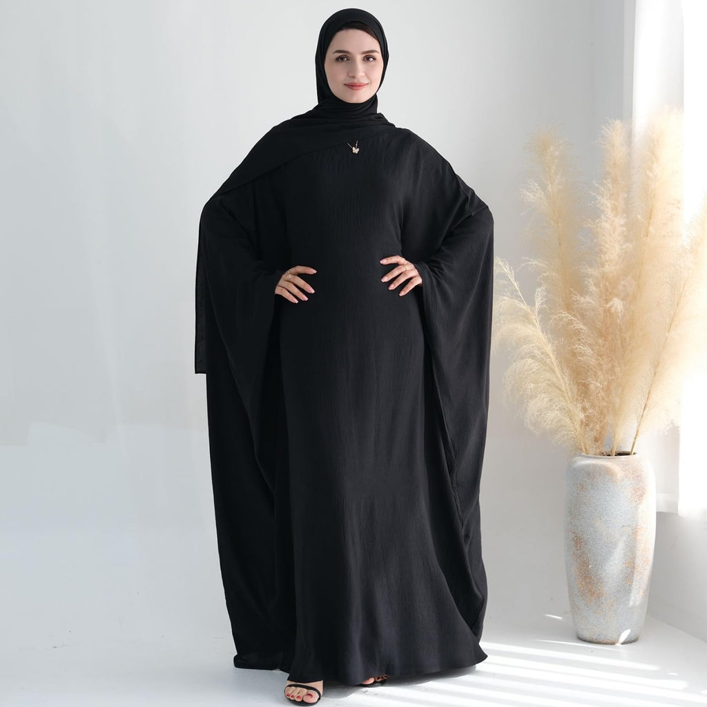 Women Muslim Abaya Dress 1Piece Bat Sleeve Islamic Maxi Robe Fashion Jilbab for Women Eid Kaftan Muslim Robe