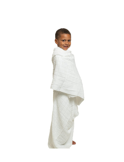 Ihram Towel for Boys - 2-Piece White Islamic Towel - Absorbent Ihram Ahram Ehram Towel - Sanitary Pilgrimage Towel, Ritual Towel - One Size Fits All Boys' Hajj Towels - Lightweight Umrah Essentials