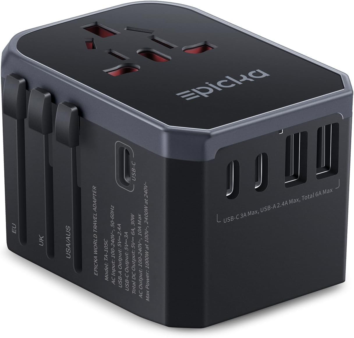 EPICKA Universal Travel Adapter with USB C