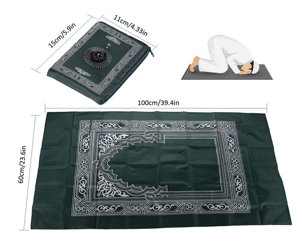 Hitopin 4 PCS Portable Travel Prayer Mat – Waterproof Muslim Prayer Rug for Ramadan, Travel, and Daily Prayers (Green, Blue, Red, Black)