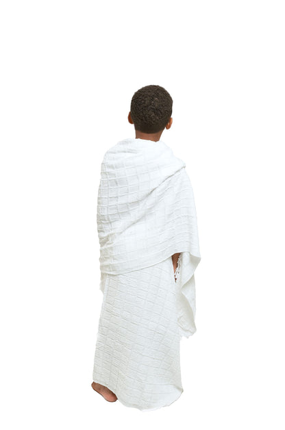 Ihram Towel for Boys - 2-Piece White Islamic Towel - Absorbent Ihram Ahram Ehram Towel - Sanitary Pilgrimage Towel, Ritual Towel - One Size Fits All Boys' Hajj Towels - Lightweight Umrah Essentials