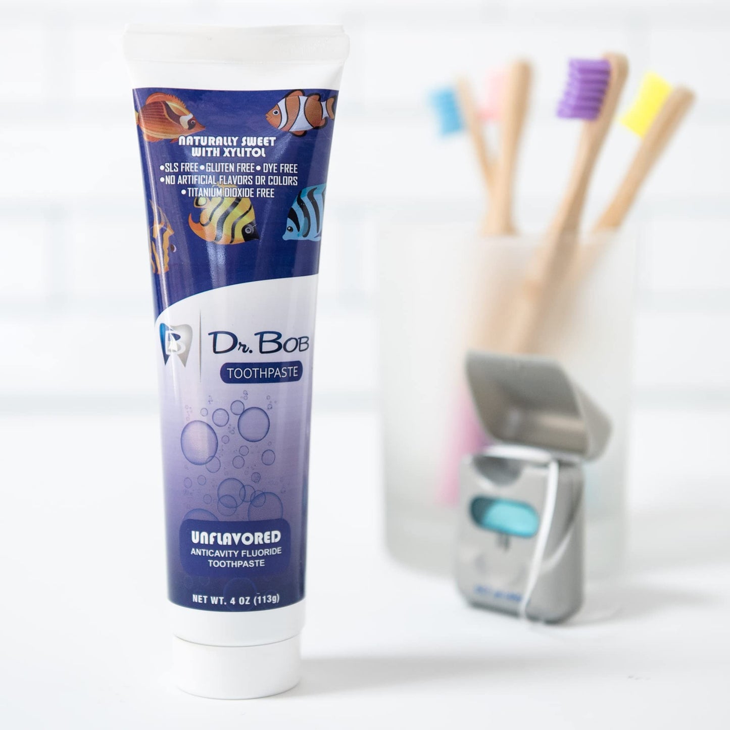 Eco-Friendly Kids Toothpaste by Dr. Bob – Gentle for Sensitive Teeth, No Flavor, Fluoride-Enriched, 4oz