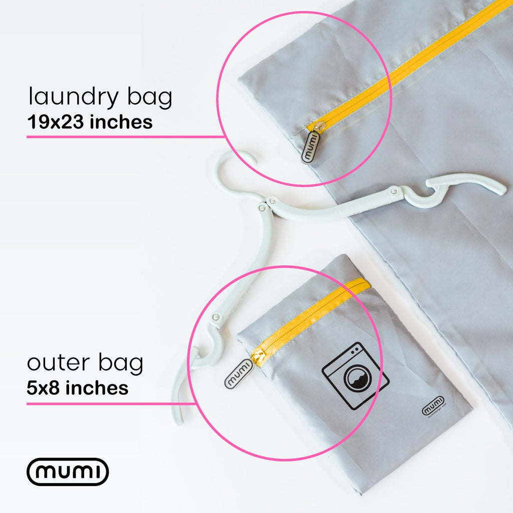 MUMI Travel Laundry Bag – Moisture & Smell-Proof Wash Bag with Folding Hanger & Outer Pouch for Travel, Gym & Home Organization – Large Orange Bag