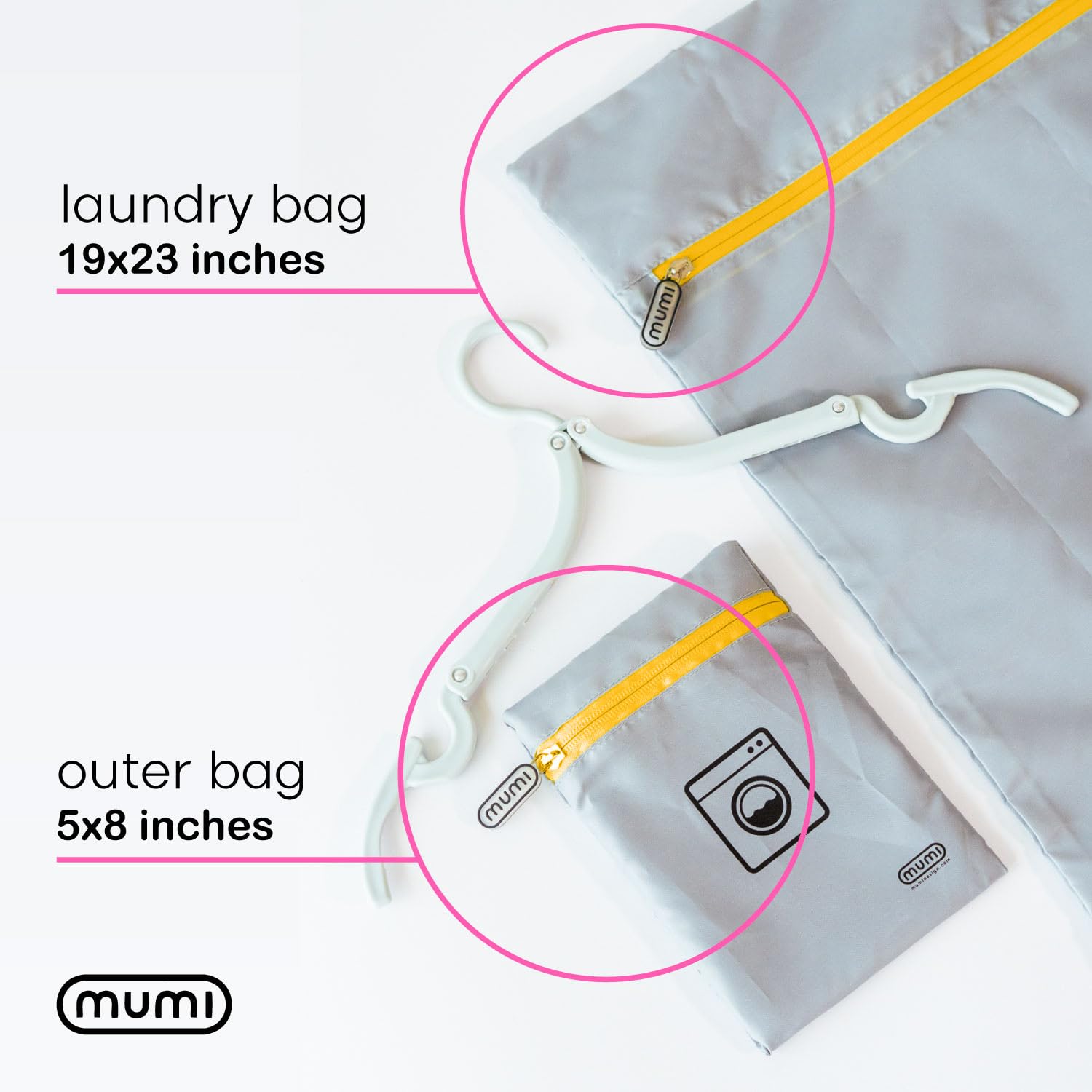 MUMI Travel Laundry Bag – Moisture & Smell-Proof Wash Bag with Folding Hanger & Outer Pouch for Travel, Gym & Home Organization – Large Orange Bag