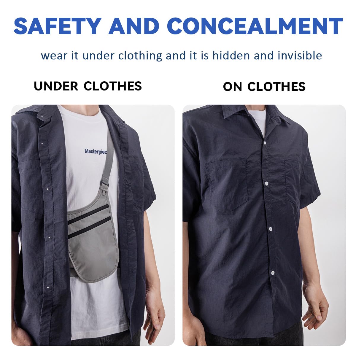 Crossbody Money Belt for Travel Women & Men Hidden, Travel Wallet Pouch - Slim Passport Holde, RFID Blocking Neck Wallet Under Clothes to Protect Cash, Credit Cards and Documents (BLACK)