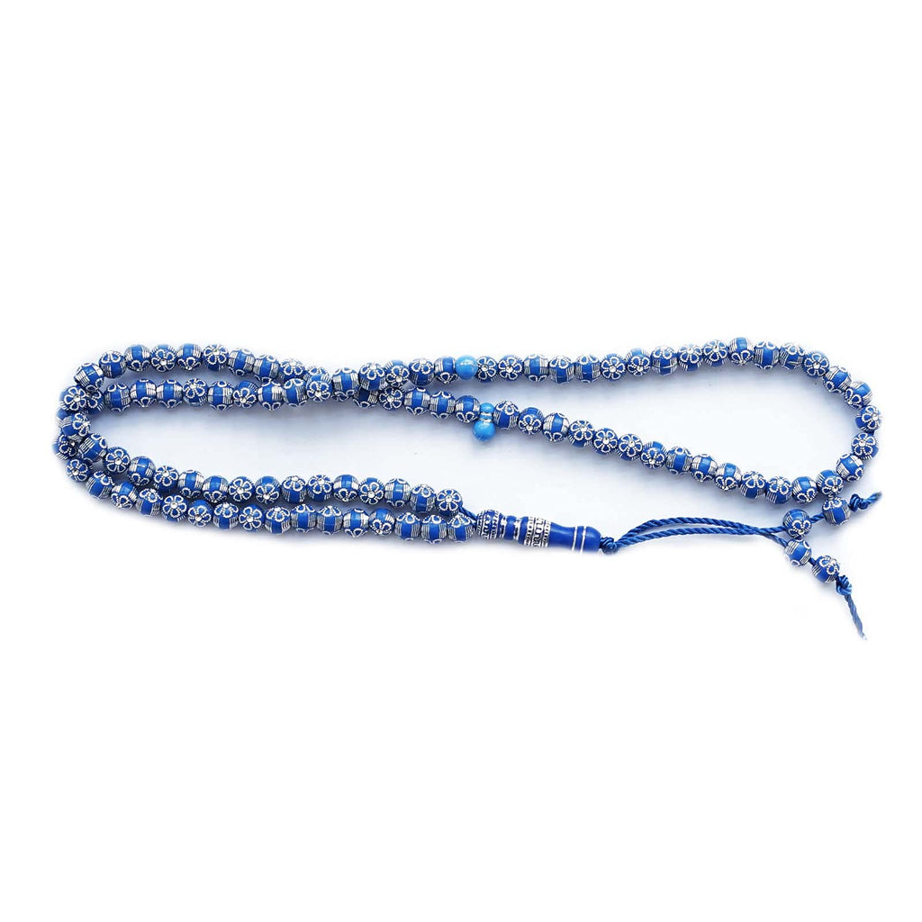 8mm Tasbih Prayer Beads Islamic Prayer Rosary Beads Muslim Islam Misbaha Tasbeeh Sibha 99 Prayer Beads Necklace Hand Bracelets (Blue)