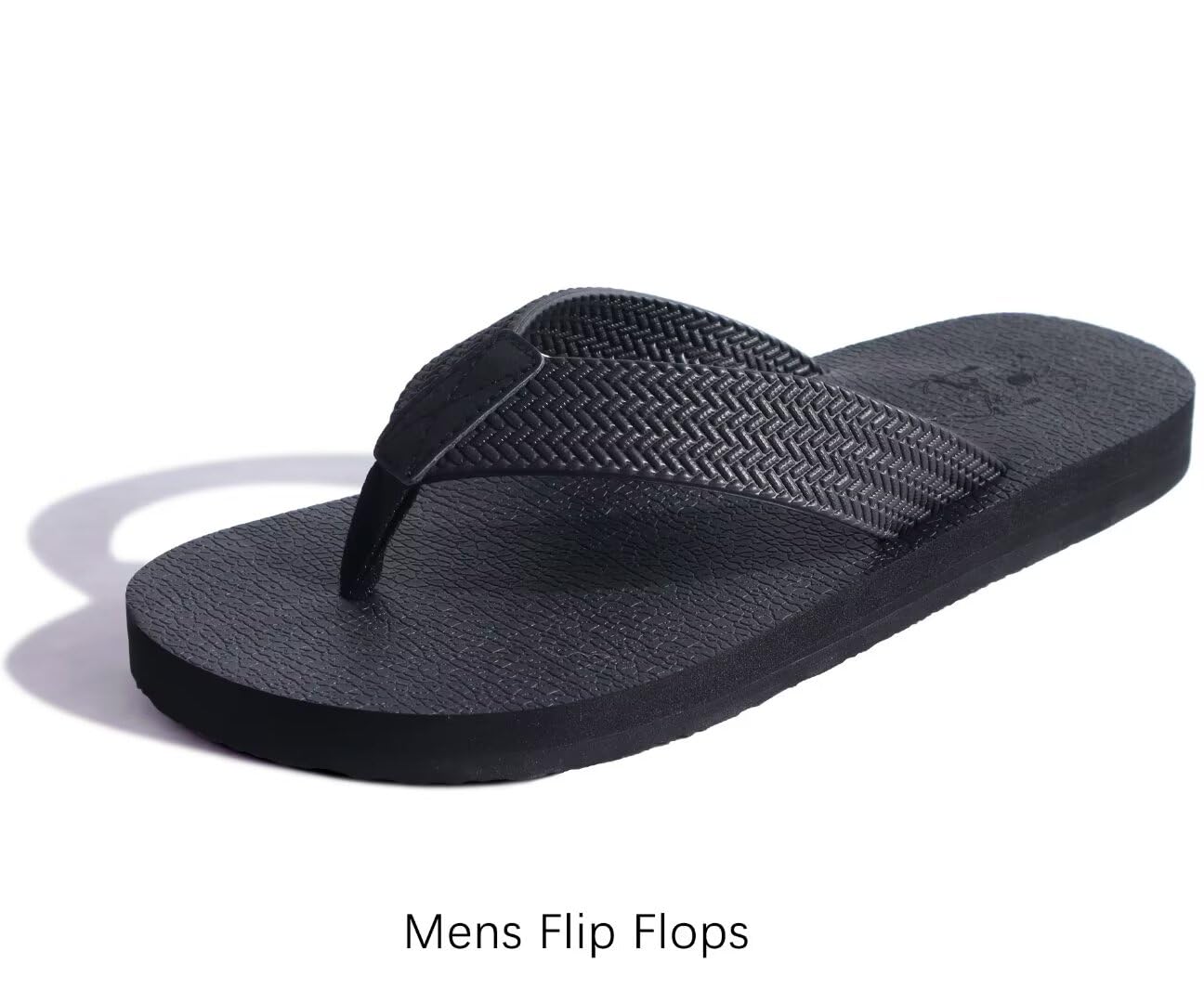 KuaiLu Men's Rubber Flip Flops Arch Support Summer Beach Pool Water Thong Sandals Waterproof Rubber Walking Shoes Slip on Orthotic Casual Sport Cushioned Wide Slides Shower Slippers Black Size 11
