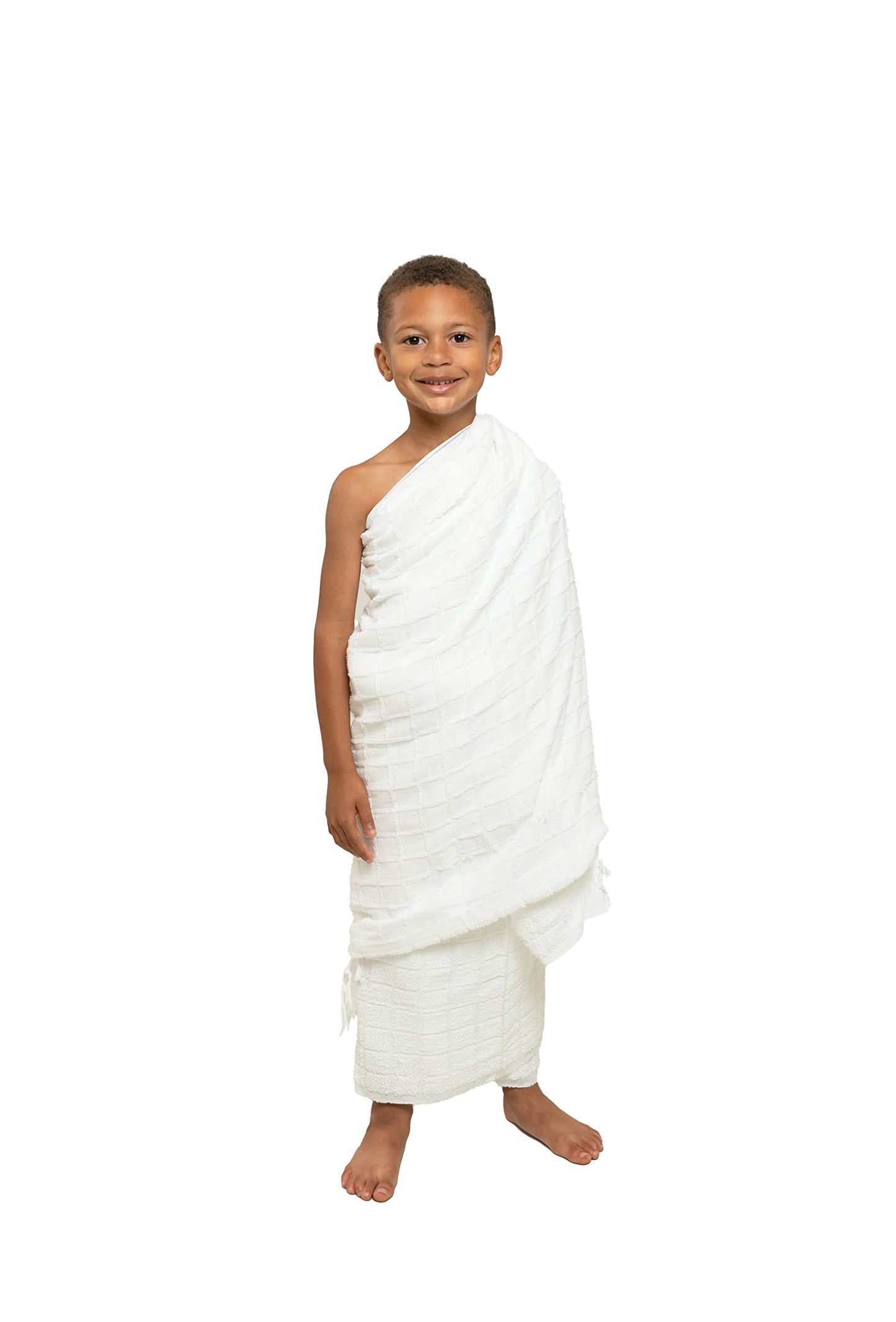 Ihram Towel for Boys - 2-Piece White Islamic Towel - Absorbent Ihram Ahram Ehram Towel - Sanitary Pilgrimage Towel, Ritual Towel - One Size Fits All Boys' Hajj Towels - Lightweight Umrah Essentials