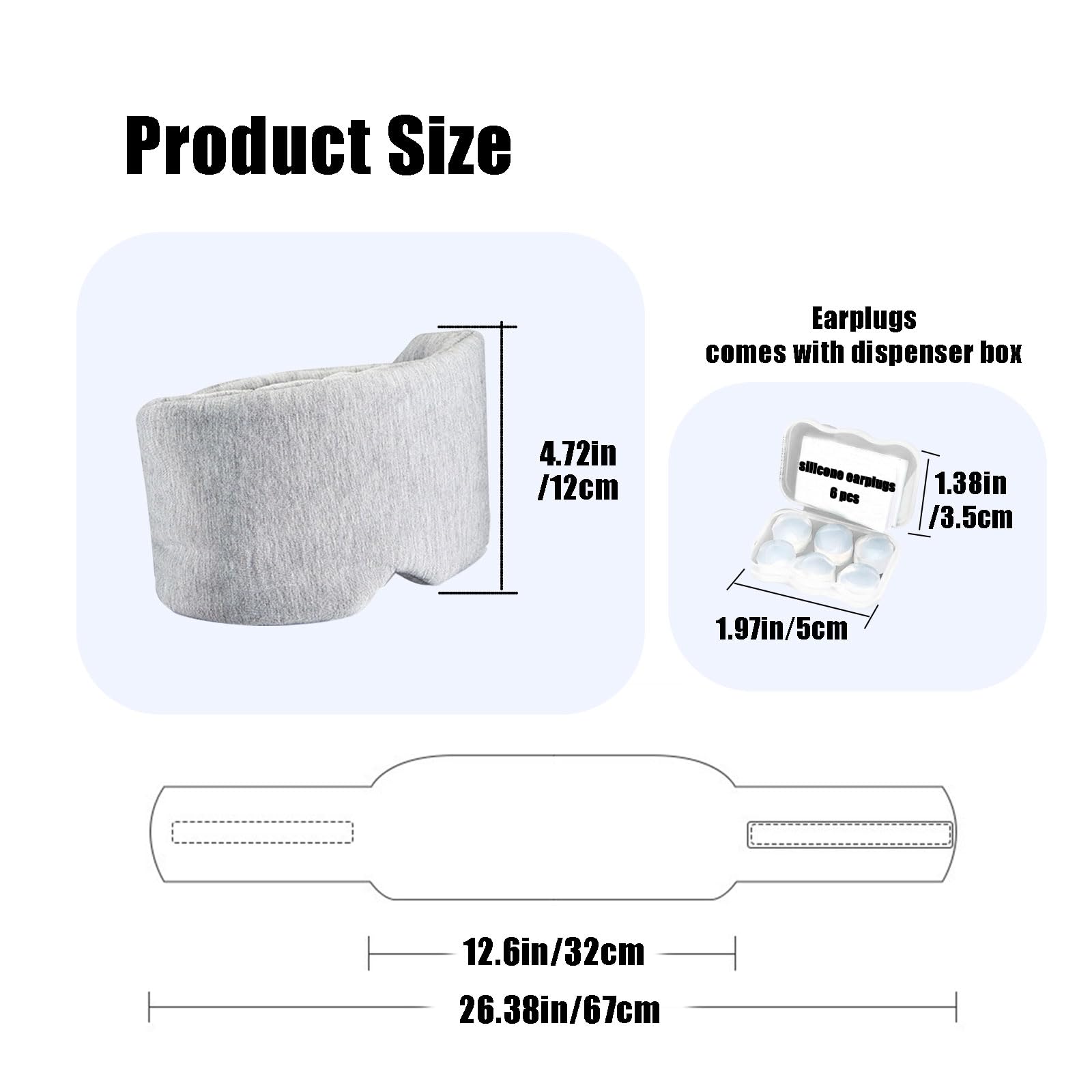 Hopomer Sleep Mask Sleeping Noise Cancelling Eye Masks for Women Men Blackout Eye Covers with Silicone Ear Plugs Set Cooling 3D Adjustable Eyemasks for Travel (Light Grey)