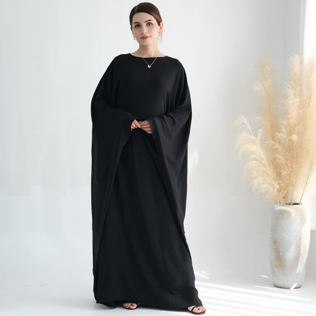 Women Muslim Abaya Dress 1Piece Bat Sleeve Islamic Maxi Robe Fashion Jilbab for Women Eid Kaftan Muslim Robe