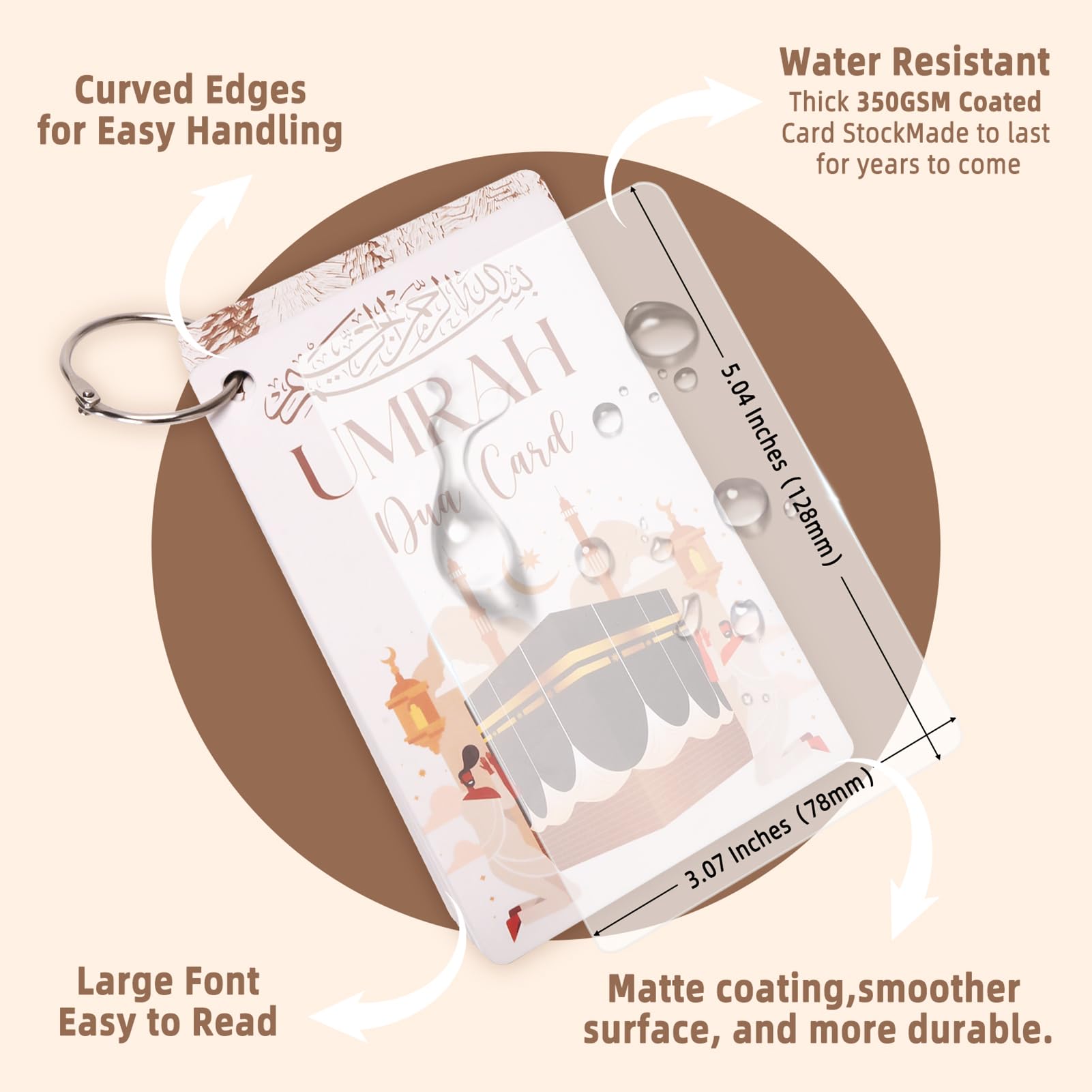 20 Umrah Dua Cards & Ihram Belt – Step-by-Step Umrah Guide, Dua Flashcards, Prayer & Supplication Cards, Islamic Dua Reminder, Adjustable Ihram Belt with Pockets & Zippers – Perfect Umrah Gift Set