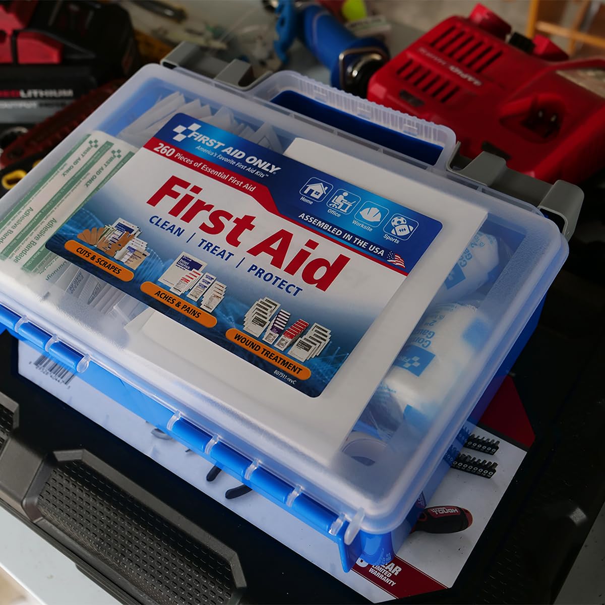 Eco-Friendly Emergency First Aid Kit for Home, Work, and Travel, 260 Pieces
