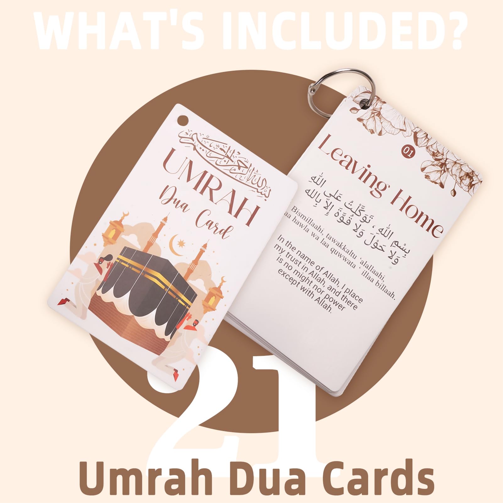 20 Umrah Dua Cards & Ihram Belt – Step-by-Step Umrah Guide, Dua Flashcards, Prayer & Supplication Cards, Islamic Dua Reminder, Adjustable Ihram Belt with Pockets & Zippers – Perfect Umrah Gift Set