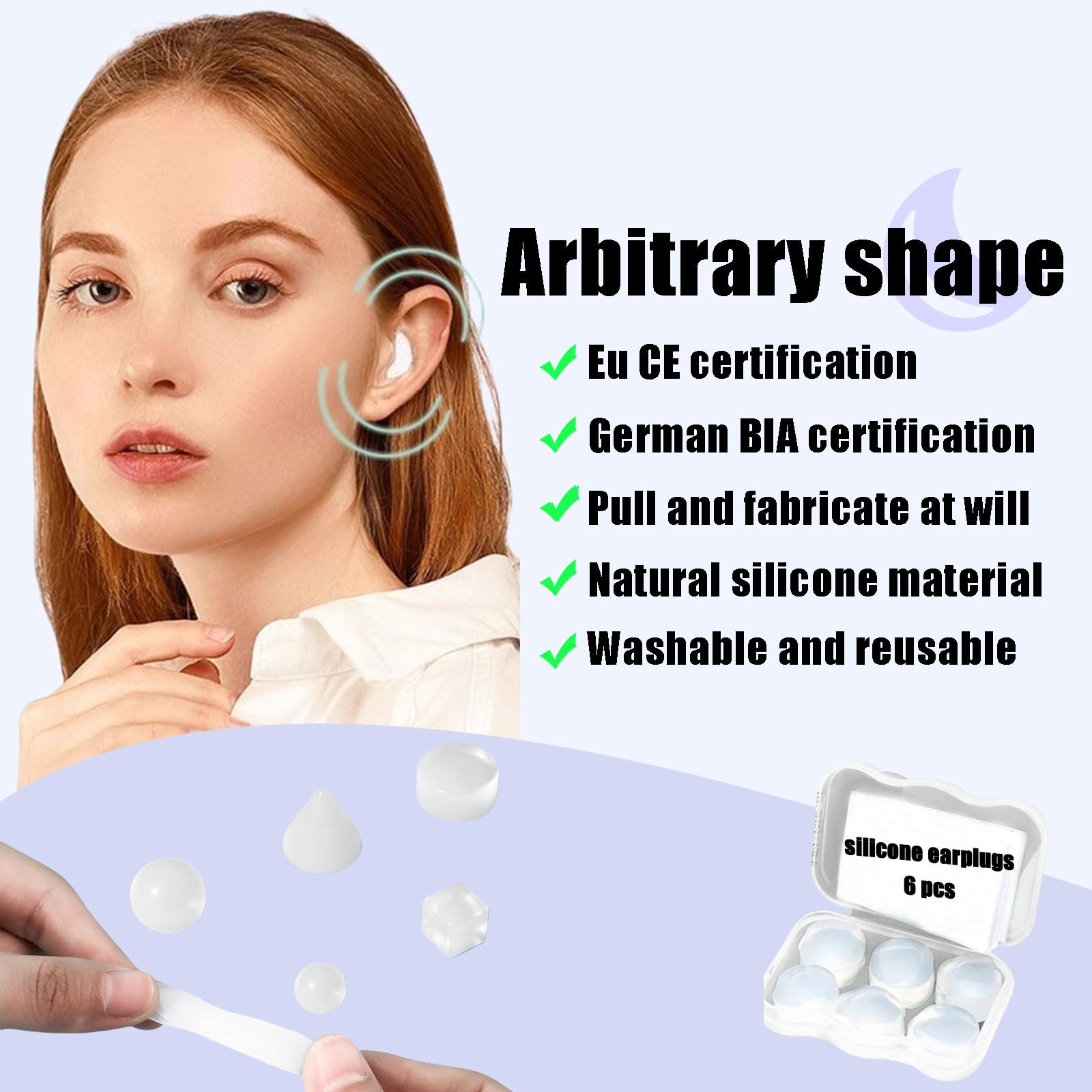 Hopomer Sleep Mask Sleeping Noise Cancelling Eye Masks for Women Men Blackout Eye Covers with Silicone Ear Plugs Set Cooling 3D Adjustable Eyemasks for Travel (Light Grey)