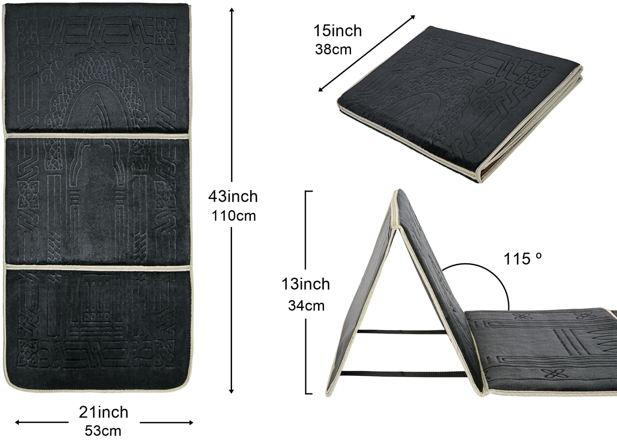 Eco-Conscious Muslim Prayer Rug with Back Support - Comfortable and Portable Sajadah for Mindful Namaz