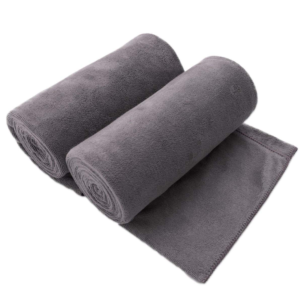 Eco-Friendly Microfiber Towel Set for Travel, Sports, and Daily Use - 2 Pack (30" x 60"), Super Absorbent and Quick-Drying, Grey