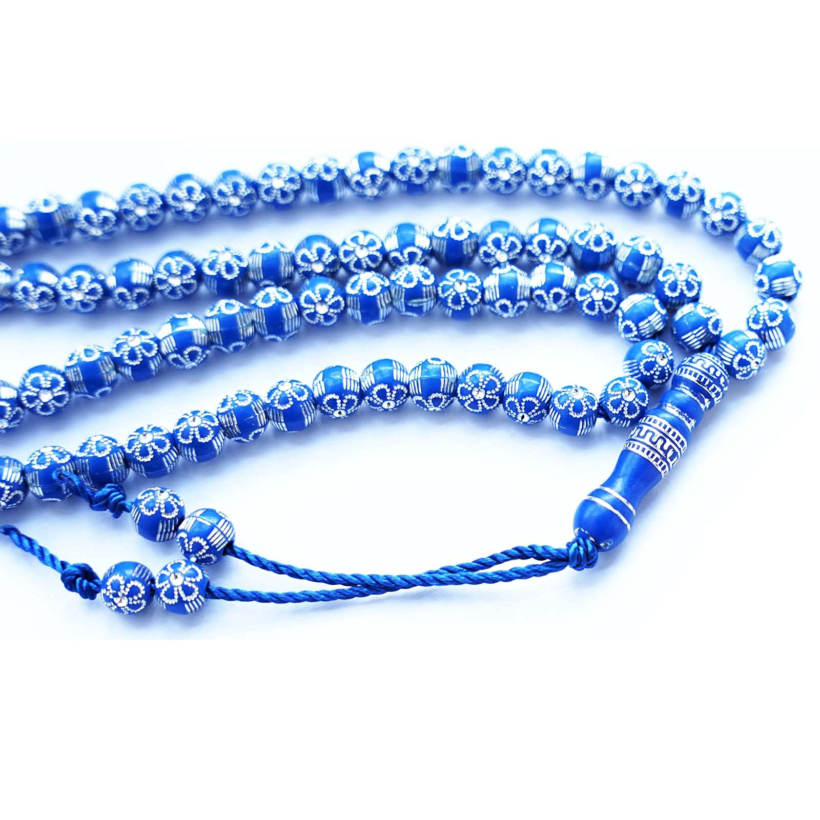 8mm Tasbih Prayer Beads Islamic Prayer Rosary Beads Muslim Islam Misbaha Tasbeeh Sibha 99 Prayer Beads Necklace Hand Bracelets (Blue)