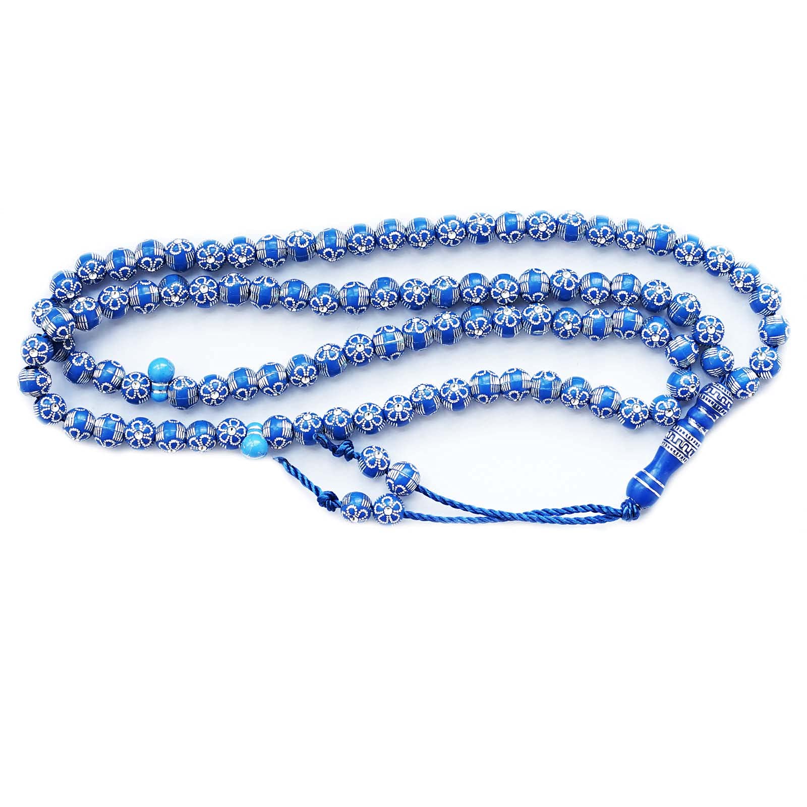 8mm Tasbih Prayer Beads Islamic Prayer Rosary Beads Muslim Islam Misbaha Tasbeeh Sibha 99 Prayer Beads Necklace Hand Bracelets (Blue)