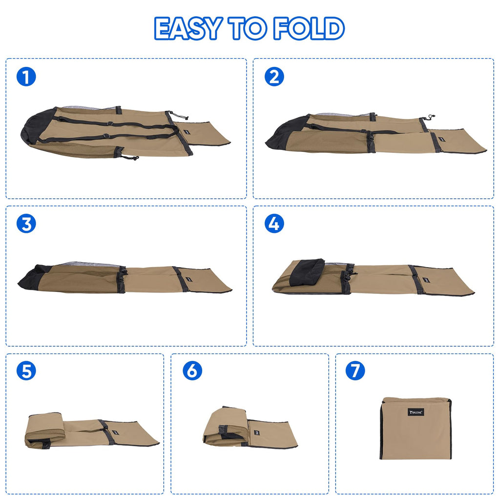 BALEINE 120L Laundry Bag Backpack, 900D Oxford Fabric Large Travel Laundry Bags with Shoulder Straps and 2 Mesh Pockets for College Dorm, Apartment, Laundromat (Khaki, 120L)