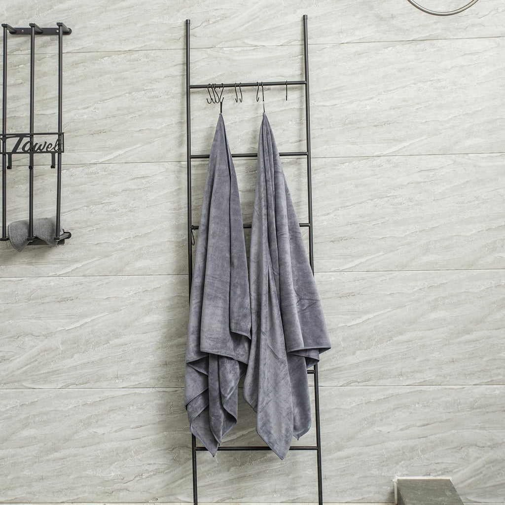 Eco-Friendly Microfiber Towel Set for Travel, Sports, and Daily Use - 2 Pack (30" x 60"), Super Absorbent and Quick-Drying, Grey