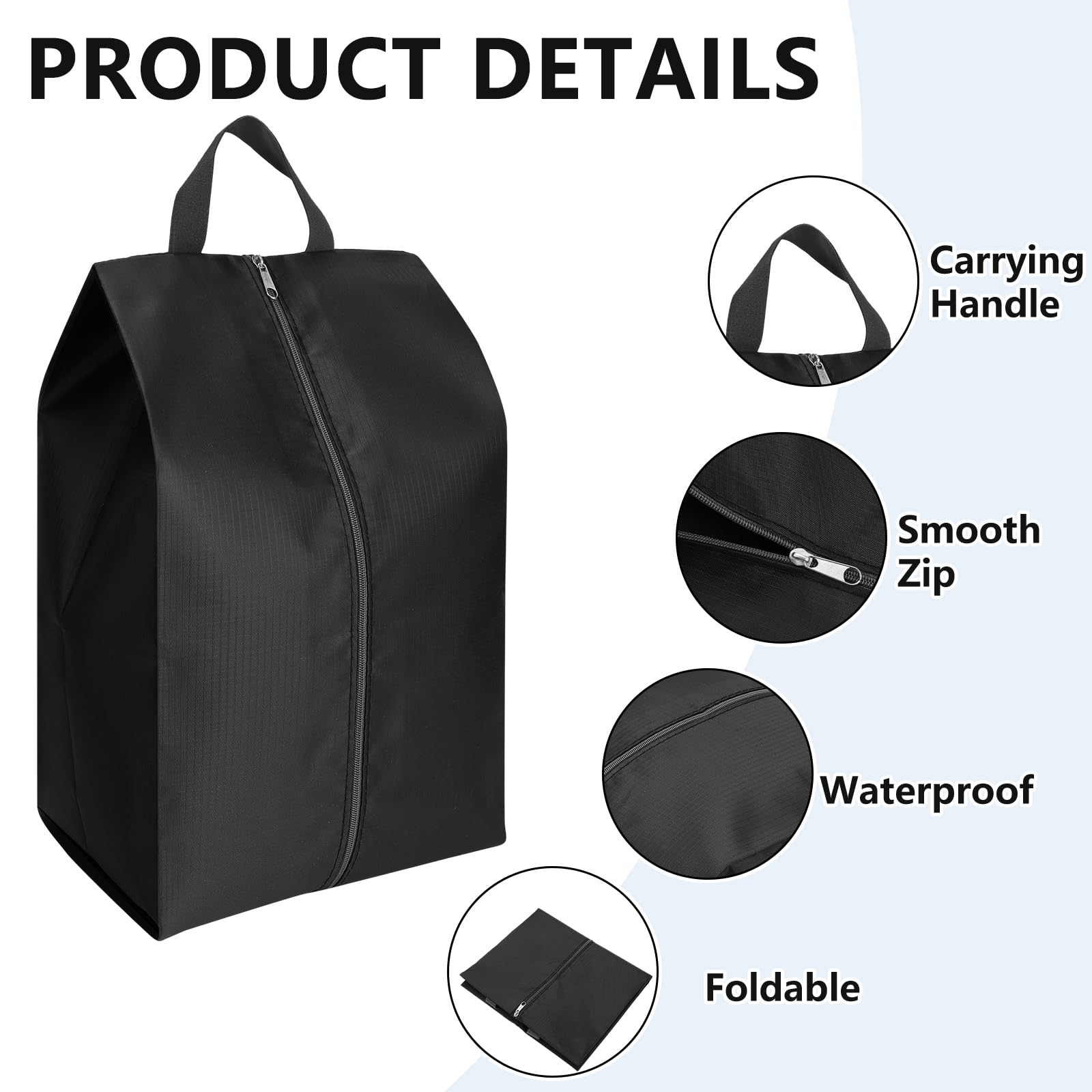 Shoe Bags for Travel, 4 Pack Large Oxford Fabric Portable Travel Shoe Bag with Zip for Storage and Packing Vacation Essentials