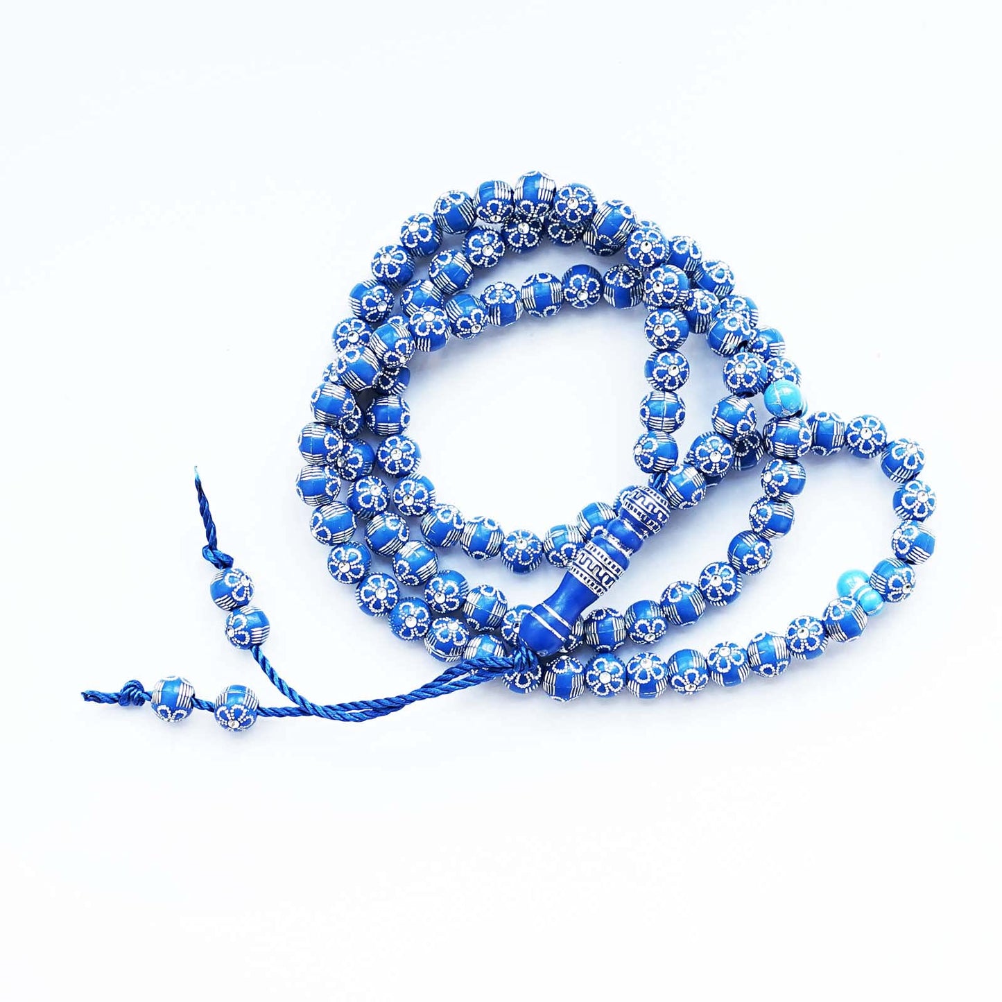 8mm Tasbih Prayer Beads Islamic Prayer Rosary Beads Muslim Islam Misbaha Tasbeeh Sibha 99 Prayer Beads Necklace Hand Bracelets (Blue)