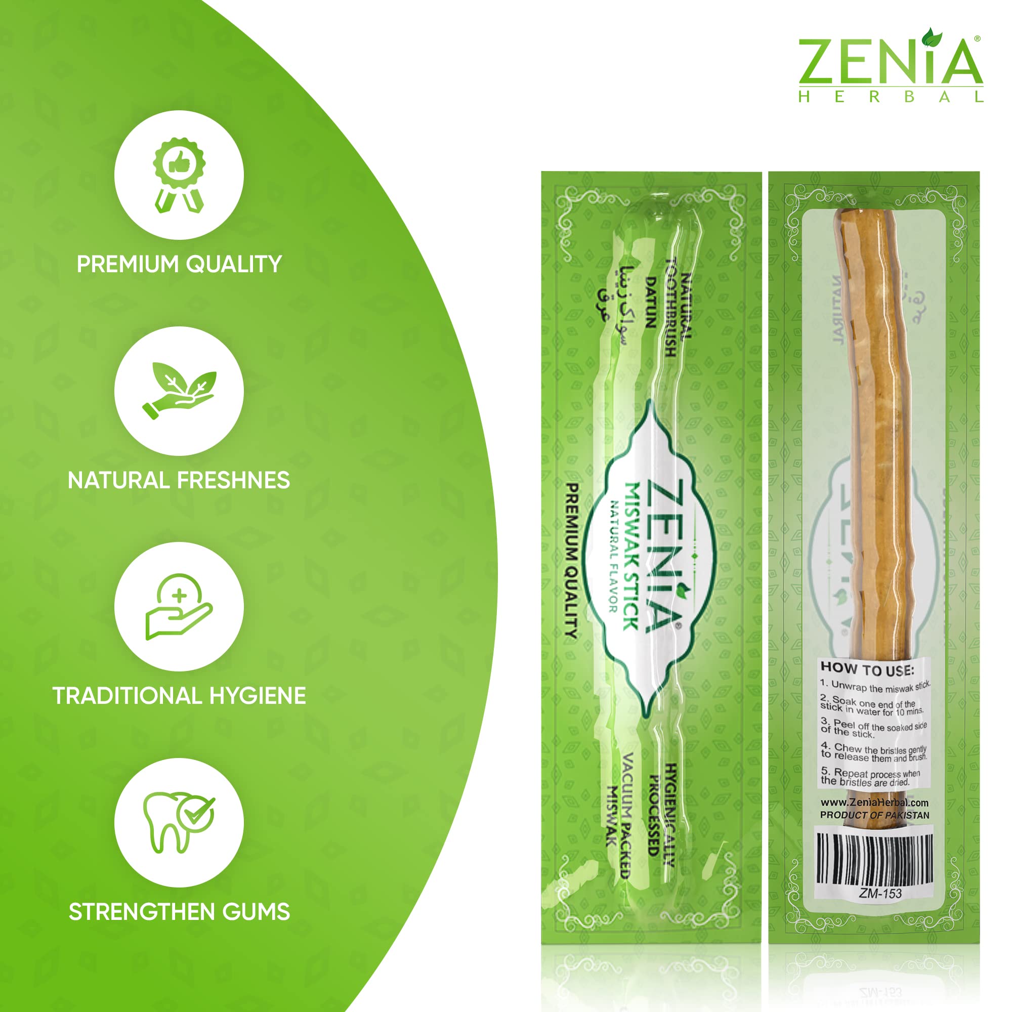 Zenia Sewak Natural Miswak Toothbrush – Vacuum-Sealed Peelu Sticks for Healthy Gums & Fresh Breath (Pack of 3)