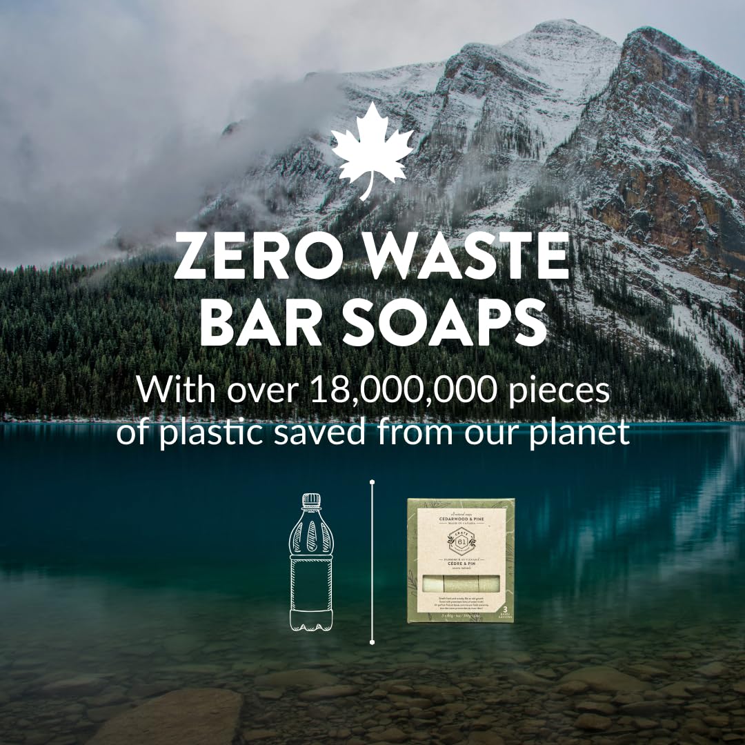 Crate 61 Organics, Handmade in Canada, Plant Based Cold Process Natural Bar Soap For Face And Body, With Premium Essential Oils, For Men And Women 3 Pack (Cedarwood Pine)