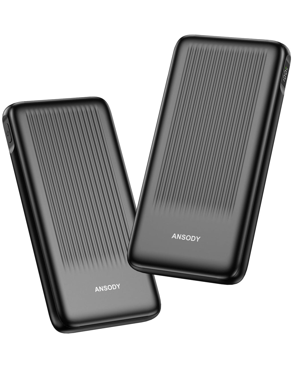Ansody 2-Pack 10000mAh Power Bank Fast Charging, 22.5W Compact USB C Portable Charger with 2 Outputs & 2 Inputs, LED Display Battery Pack Compatible with iPhone Samsung iPad Tablets, Black & Black