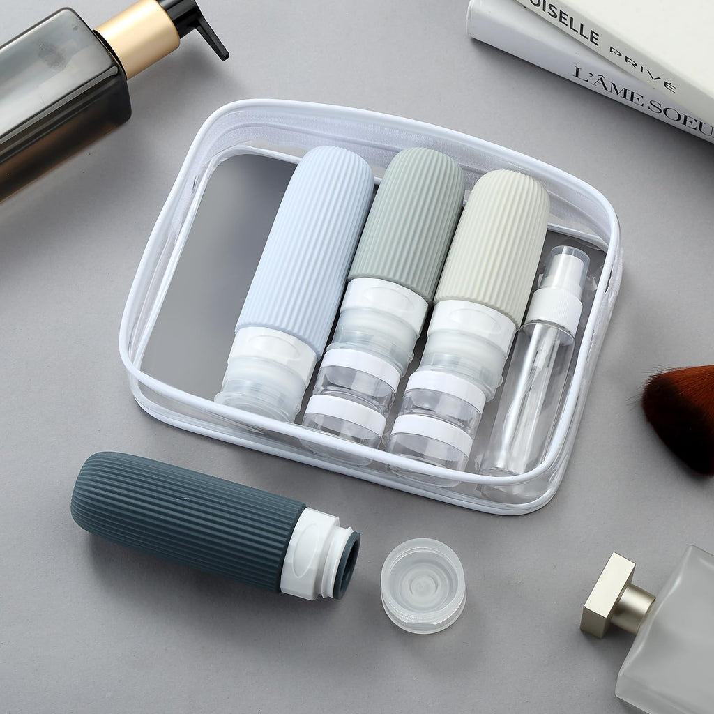 Mrsdry 16 Pack Travel Bottles Set, TSA Approved Leak Proof Silicone Squeezable Containers for Toiletries, Refillable Travel Accessories for Conditioner, Shampoo, Lotion & Body Wash Accessories