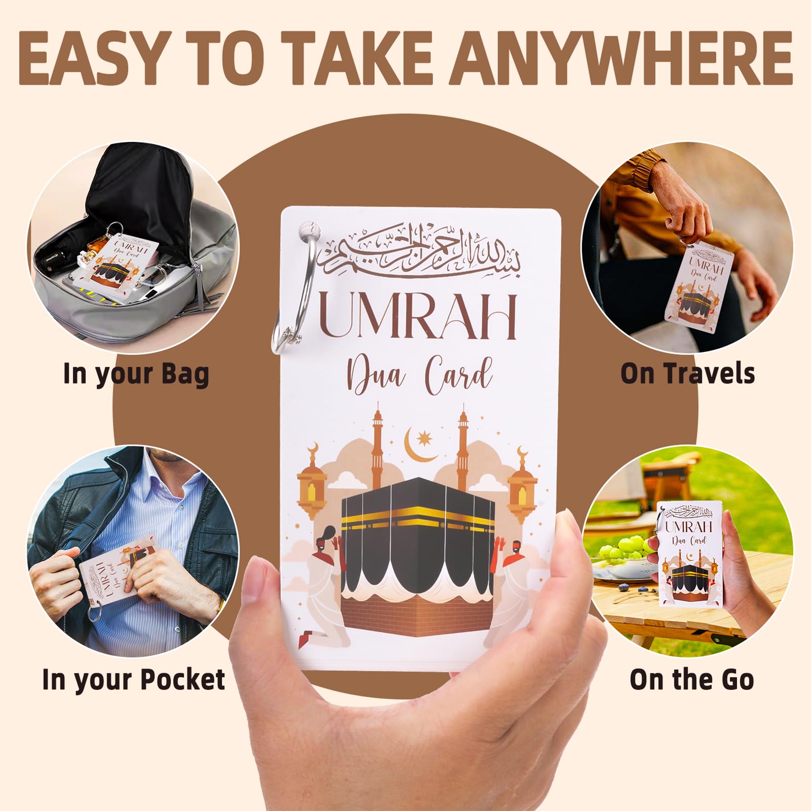 20 Umrah Dua Cards & Ihram Belt – Step-by-Step Umrah Guide, Dua Flashcards, Prayer & Supplication Cards, Islamic Dua Reminder, Adjustable Ihram Belt with Pockets & Zippers – Perfect Umrah Gift Set