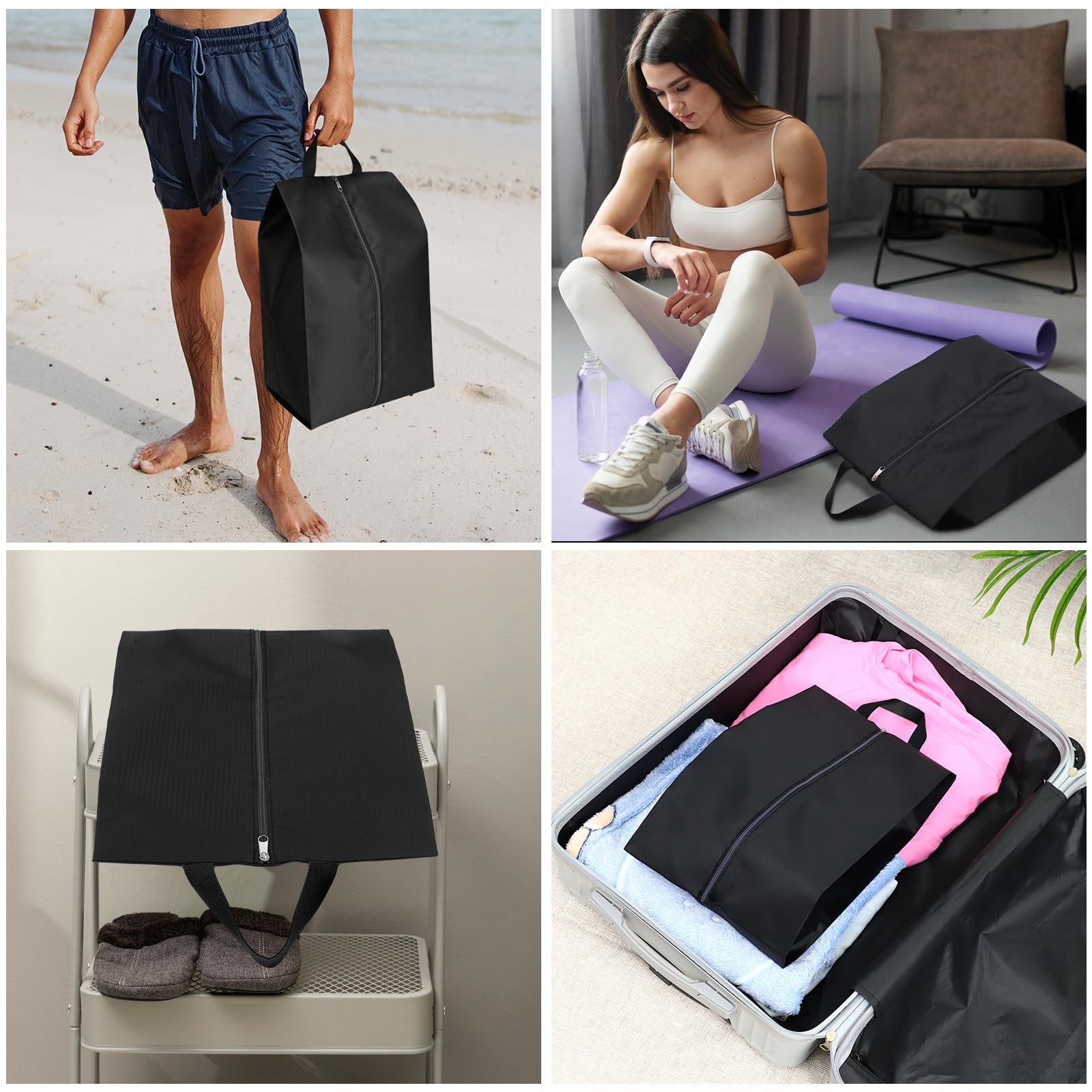 Shoe Bags for Travel, 4 Pack Large Oxford Fabric Portable Travel Shoe Bag with Zip for Storage and Packing Vacation Essentials