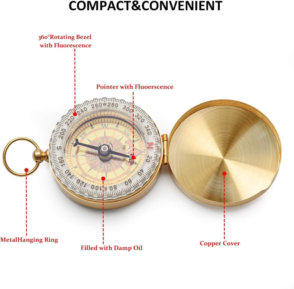 2 PCS Camping Survival Metal Compass for Hiking Camping Hunting Outdoor Military Navigation Tool