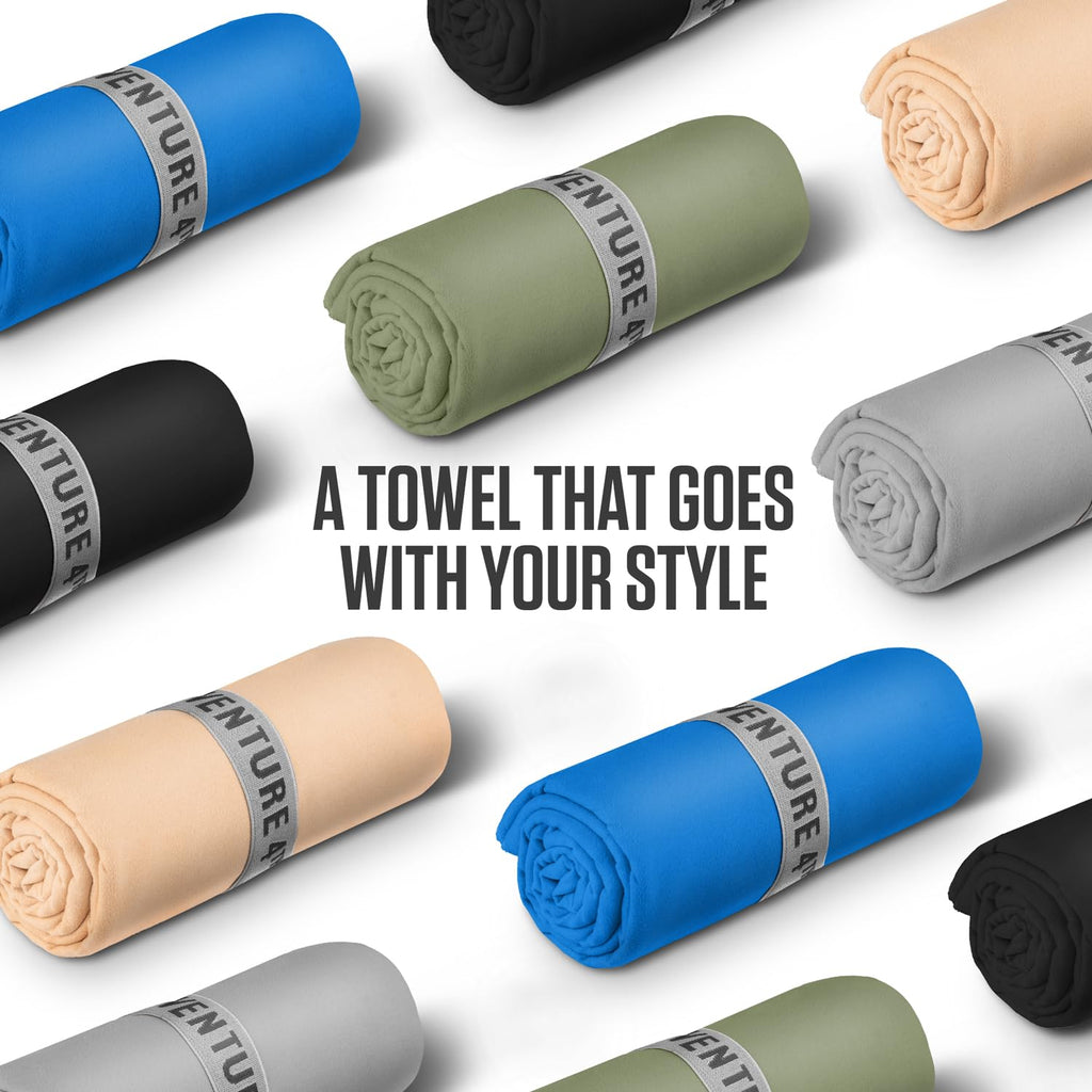 VENTURE 4TH Quick Dry Towel. Microfiber Travel Towel Ideal for Camping, Hiking, Backpacking, Gym. Lightweight & Fast Drying Travel Towels for Body. Compact & Easy to Pack - Black Medium