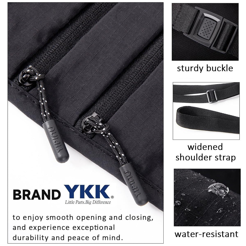 Crossbody Money Belt for Travel Women & Men Hidden, Travel Wallet Pouch - Slim Passport Holde, RFID Blocking Neck Wallet Under Clothes to Protect Cash, Credit Cards and Documents (BLACK)
