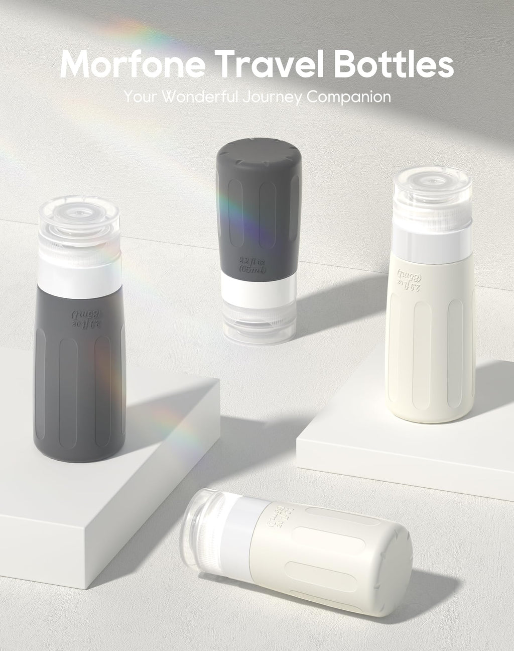 Morfone 16 Pack Silicone Travel Bottles Set for Toiletries TSA Approved Travel Containers Leakproof Squeezable Refillable Accessories 2oz 3oz Travel Essentials for Shampoo Lotion Liquids (BPA Free)