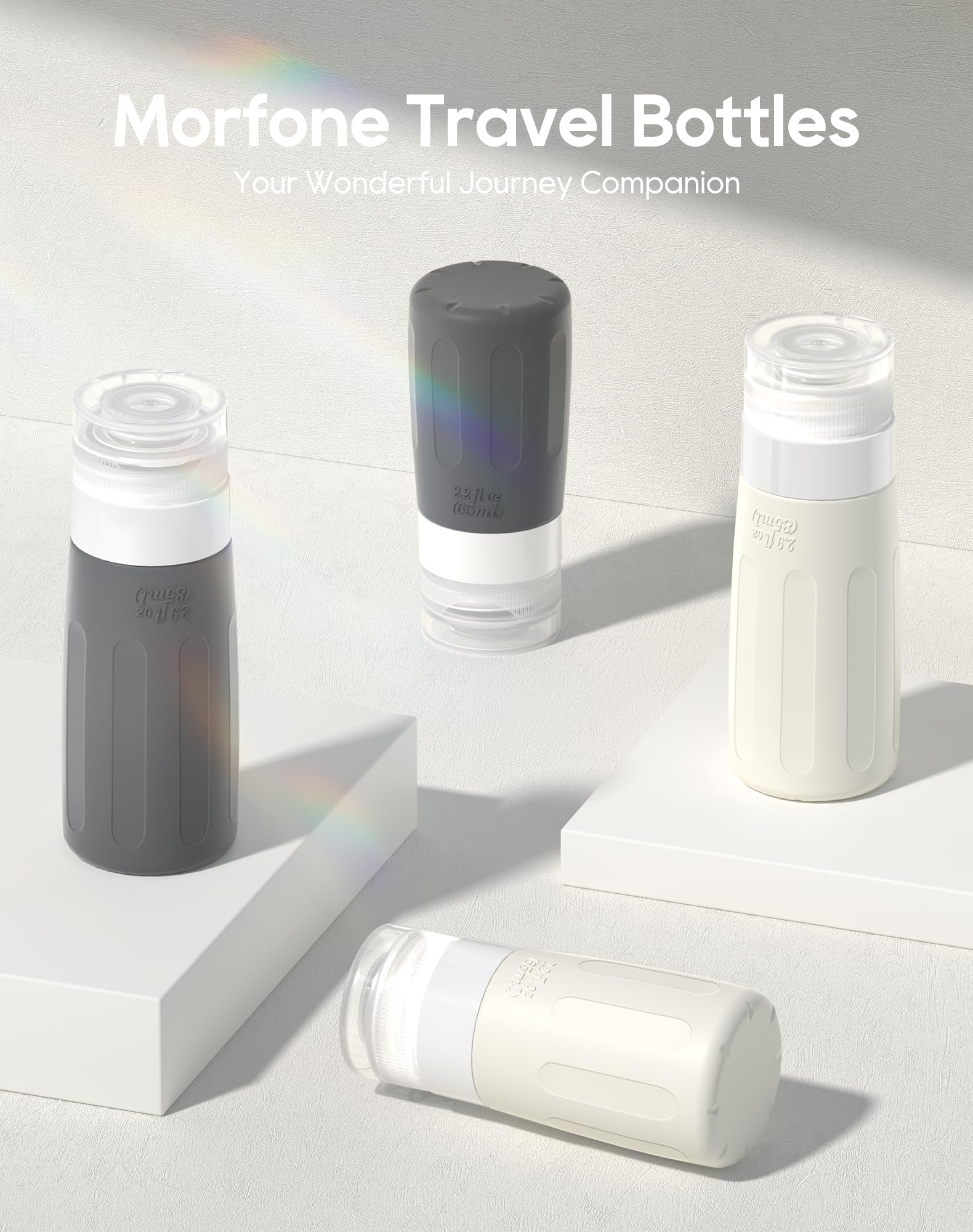 Morfone 16 Pack Silicone Travel Bottles Set for Toiletries TSA Approved Travel Containers Leakproof Squeezable Refillable Accessories 2oz 3oz Travel Essentials for Shampoo Lotion Liquids (BPA Free)