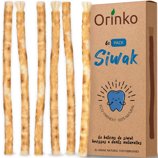Eco-Friendly Miswak Natural Toothbrush by orinko - Cleansing & Whitening Teeth Sticks - Biodegradable and Vegan