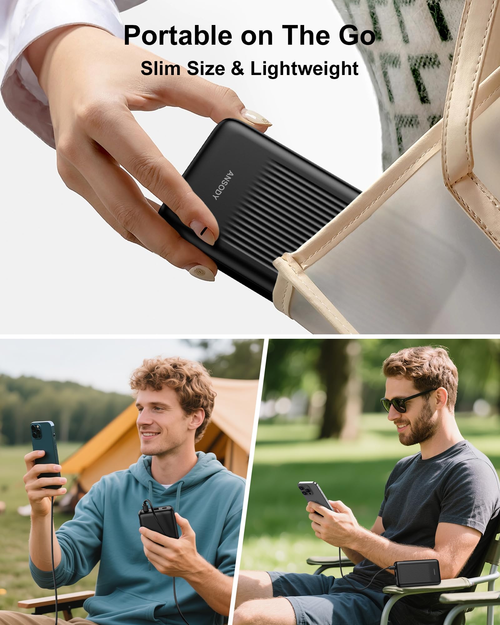 Ansody 2-Pack 10000mAh Power Bank Fast Charging, 22.5W Compact USB C Portable Charger with 2 Outputs & 2 Inputs, LED Display Battery Pack Compatible with iPhone Samsung iPad Tablets, Black & Black