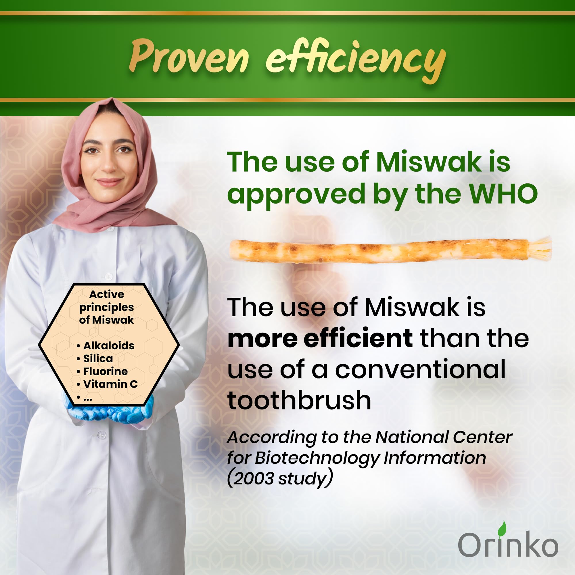 Eco-Friendly Miswak Natural Toothbrush by orinko - Cleansing & Whitening Teeth Sticks - Biodegradable and Vegan