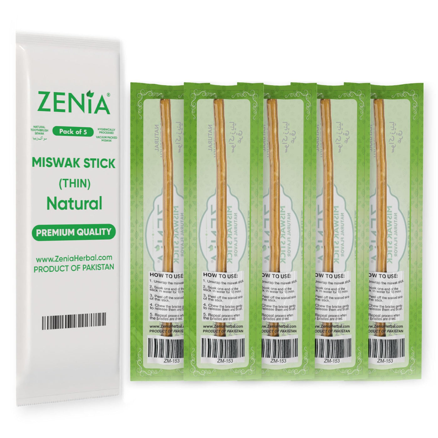 Zenia Natural Miswak Sticks, Pack of 5