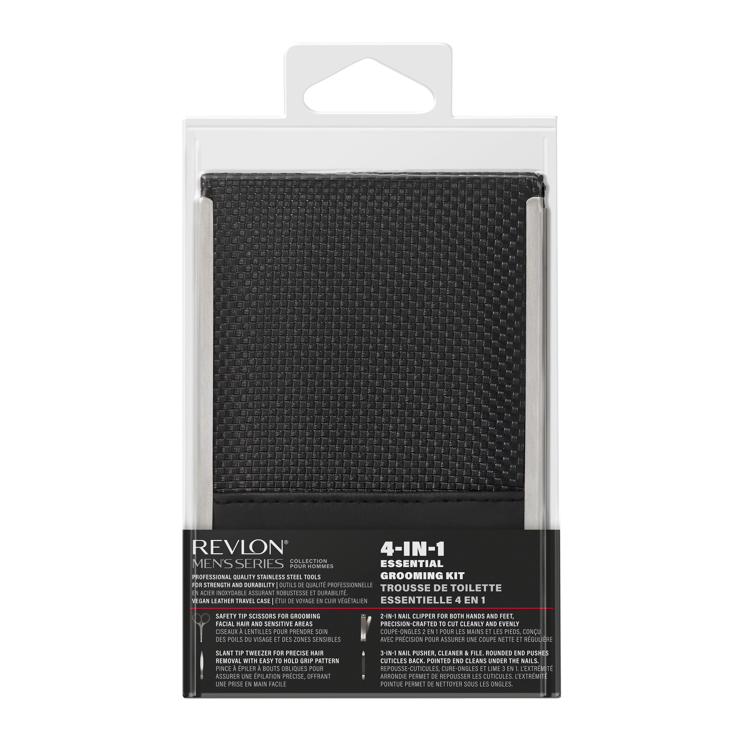 Revlon Men's Grooming Kit – 5-Piece Travel Set with Stainless Steel Tools and Carrying Case