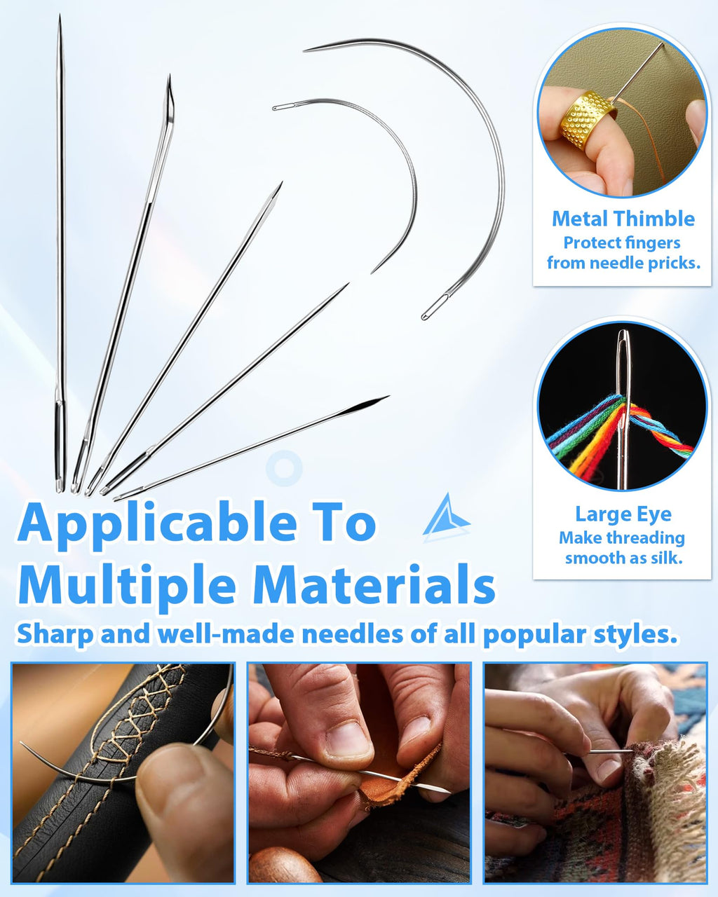 PLANTIONAL 47-Piece Heavy Duty Upholstery Repair Sewing Kit – Leather Needles, Sewing Awl & Thread for Car, Sofa, Backpack, Shoes & DIY Crafts