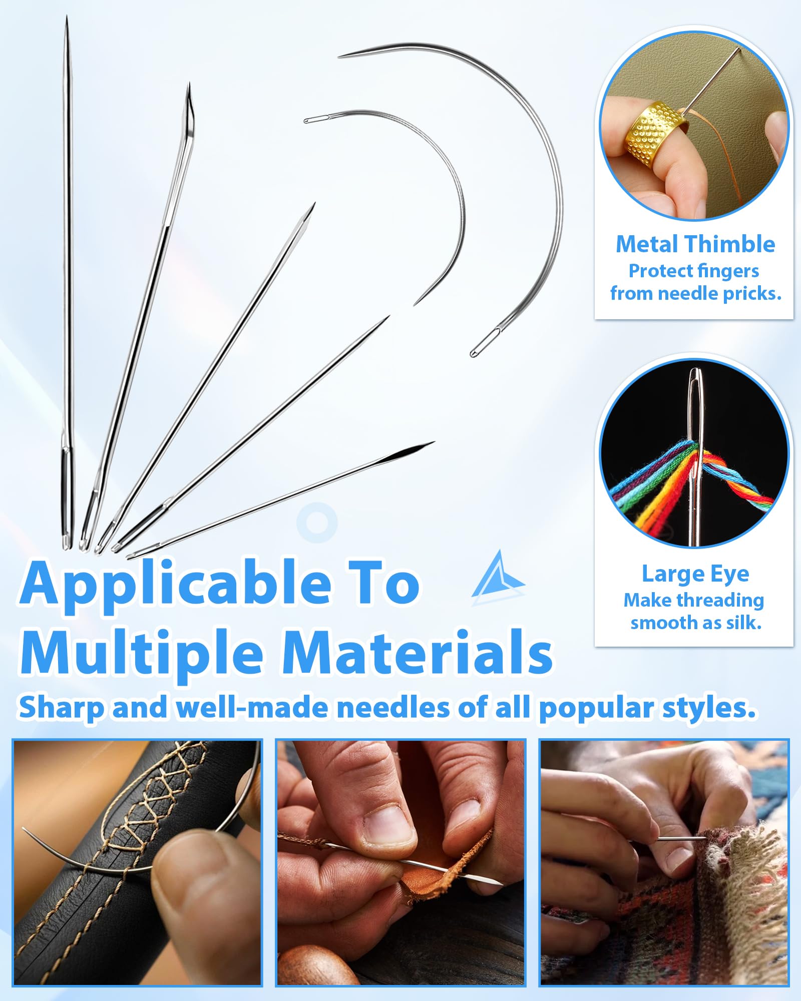 PLANTIONAL 47-Piece Heavy Duty Upholstery Repair Sewing Kit – Leather Needles, Sewing Awl & Thread for Car, Sofa, Backpack, Shoes & DIY Crafts