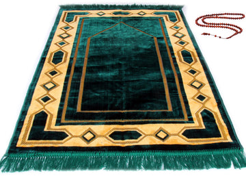 Turkish Velvet Prayer Mat with Tasbih, product image 5